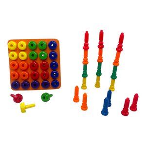 Skoolzy Jumbo Pegs Pegboard Tall Stacker Pegs Bundle Building Set Kids Toys